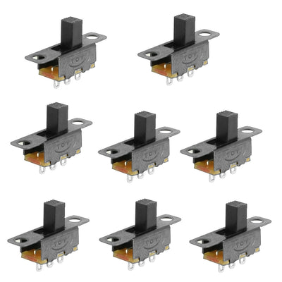 Harfington Uxcell 8 Pcs 2 Position SPDT 1P2T Panel Mount Vertical Slide Switch 3 Solder Lug Pin