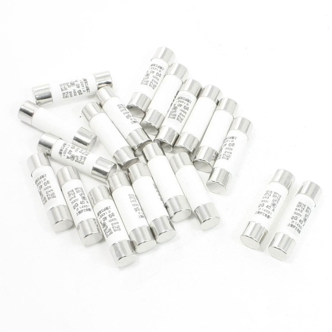 uxcell Uxcell 20 Pcs 500V 40A 14x51mm Cylindrical Ceramic Tube Fuses Link R016 RT14 RT18 RT19