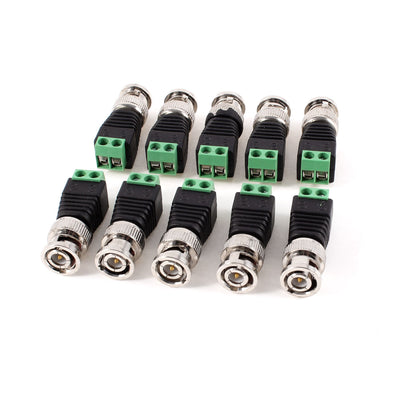 Harfington Uxcell Screw Terminal Coax Cat5 Cat6 to BNC Male Video Balun Connector Adapter 10 Pcs