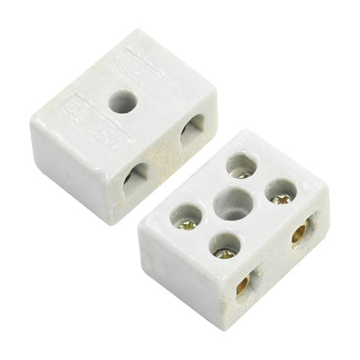 uxcell Uxcell 2 Pcs 2W5H High Temperature Porcelain Ceramic Terminal Block 15A 110-600V