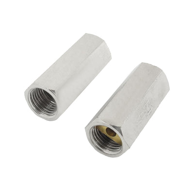 uxcell Uxcell 2 Pcs 1/4 PT Diameter Thread Silver Tone Straight One Way Check Valve