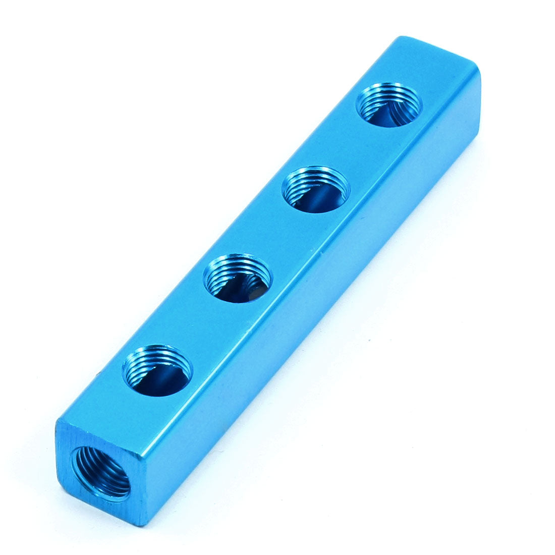 uxcell Uxcell Blue 1/4"PT Thread Aluminum Manifold Block Splitter 4 Way 7 Ports