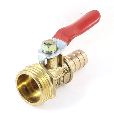 Harfington Uxcell 1/2" PT Male Thread to 10mm Hose Tail Lever Handle Ball Valve Gold Tone