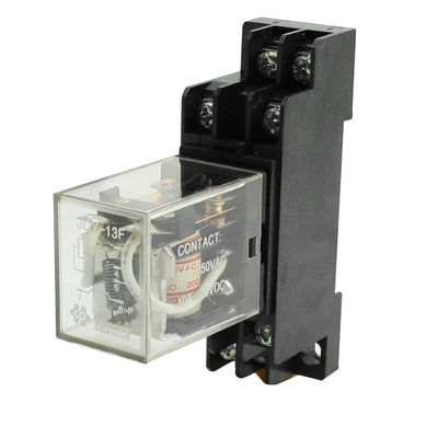 Harfington Uxcell 35mm Din Rail Mount Socket AC 200V/220V Coil DPDT Electromagnetic Power Relay