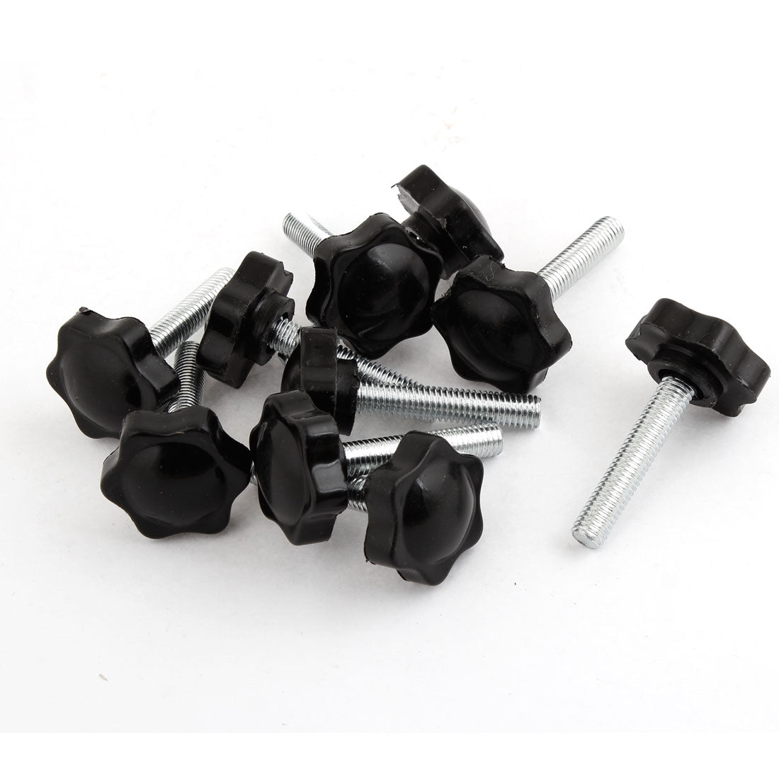 uxcell Uxcell 10pcs M8 x 40mm Male Thread 32mm Hex Shaped Head Clamping Knob Black