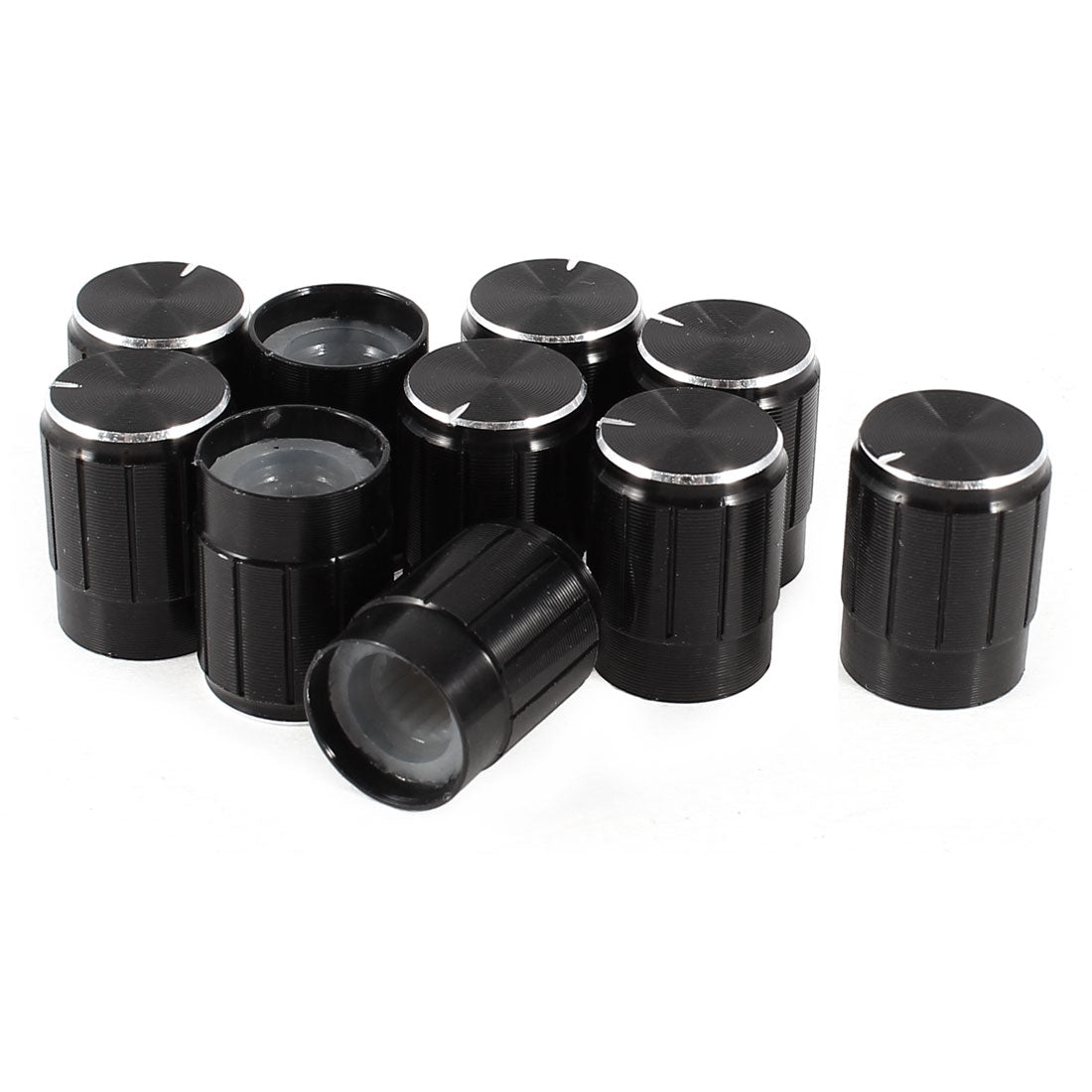 uxcell Uxcell 10 Pcs Black 6mm Knurled Dia. Potentiometer Control Knobs 13mmx17mm