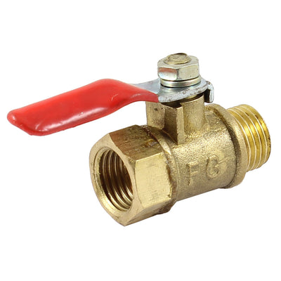 uxcell Uxcell 1/4PT Male to Female Thread Red Handle Compression Lever Ball Valve