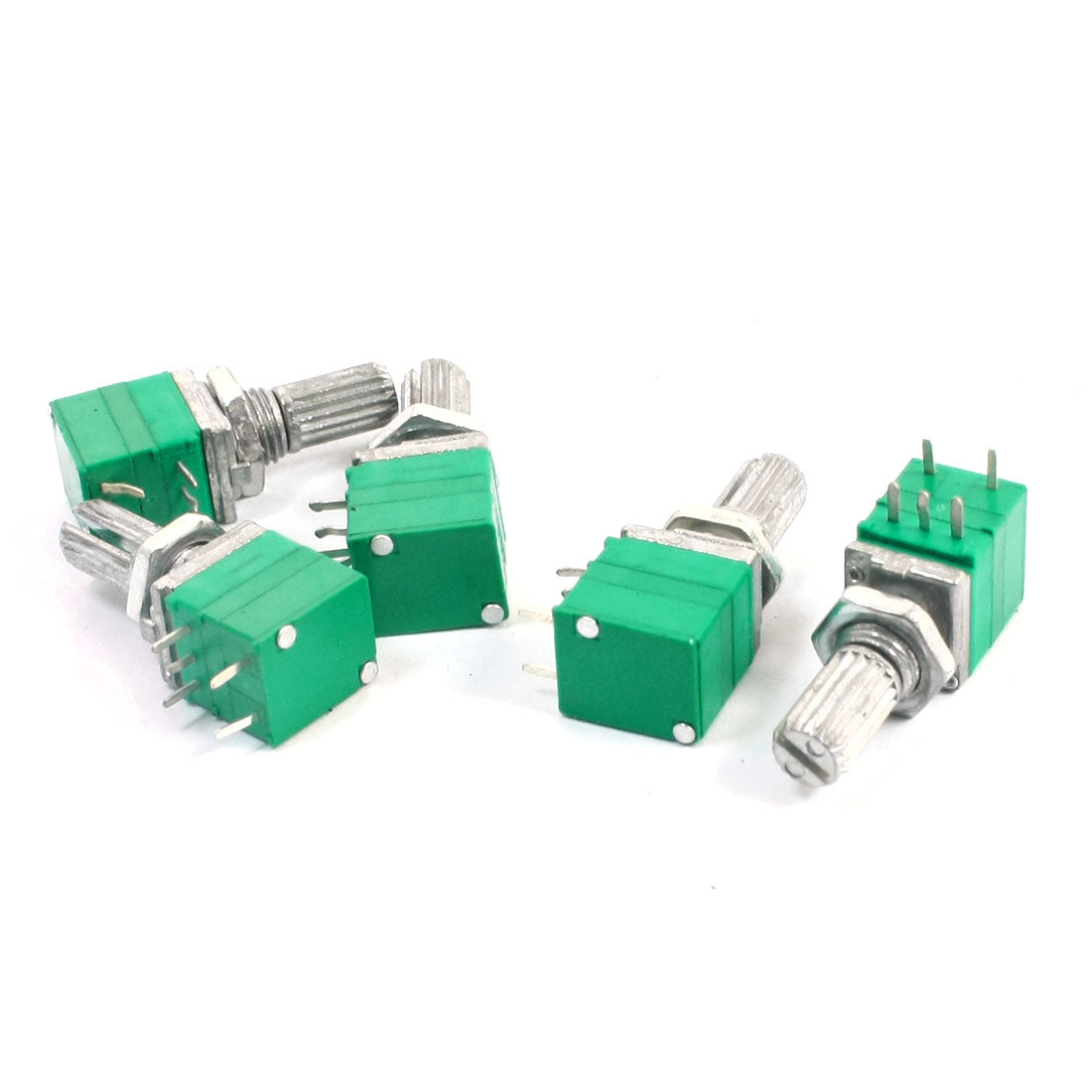 uxcell Uxcell 5PCS 6mm Knurled Shaft 5Pins Single Linear Taper 10KOhm Carbon Film Rotary Volume Potentiometer