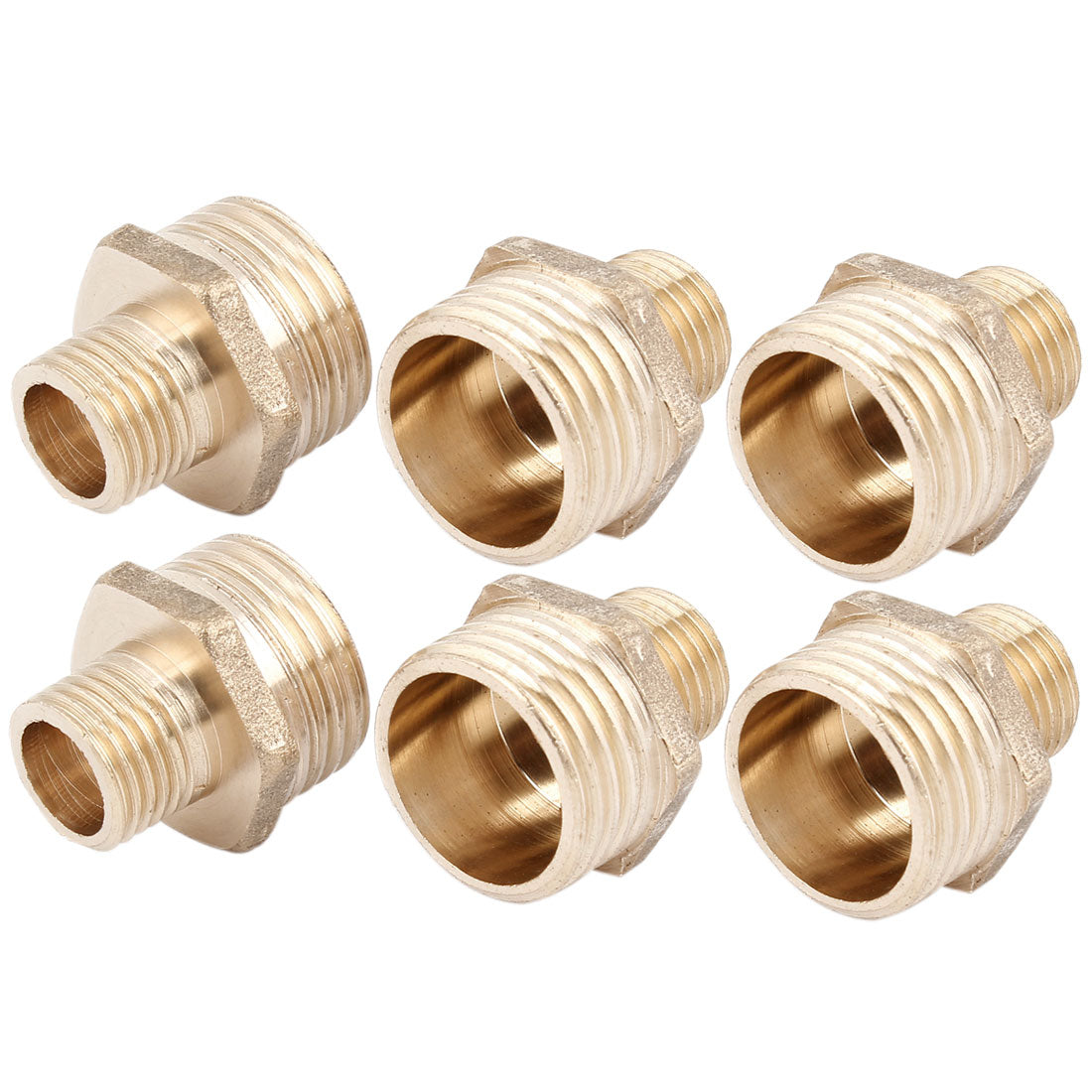 uxcell Uxcell Pneumatic Air Pipe 1/2PT x 1/4PT Male Thread Hex Reducing Nipple Brass Connector 6pcs