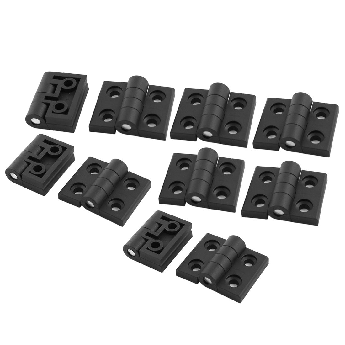 uxcell Uxcell Black 56mm x 45mm 2 Leaves Reinforced Foldable Plastic Door Cupboard Cobinet Bearing Hinge 10pcs