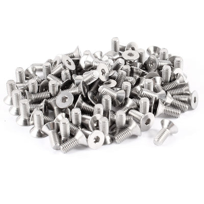 uxcell Uxcell 100 Pcs 304HC Steel Countersunk Hex Flat Head Key Bolts Screws M4 x 10mm