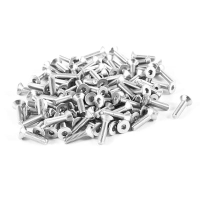 uxcell Uxcell 100 Pcs 304HC Steel Countersunk Hex Flat Head Bolts Screws M3 x 12mm