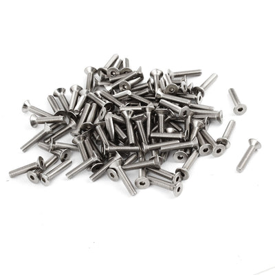 uxcell Uxcell 100 Pcs 304HC Stainless Steel Countersunk Flat Head Hex Socket Bolt Screw M4x20mm