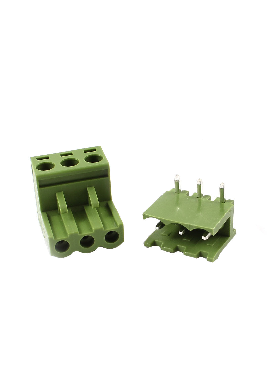 uxcell Uxcell 10 Set Green 3P 5.08mm Single Row Screw Terminal Block Right Angle Connector 300V 10A