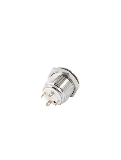 Harfington Uxcell DC 3-5V Blue  LED Light Flat Head 16mm Threaded 4 Terminal Pin Momentary Push Button Switch SPST 1NO