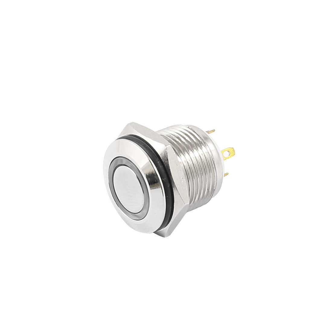 uxcell Uxcell DC 3-5V Blue  LED Light Flat Head 16mm Threaded 4 Terminal Pin Momentary Push Button Switch SPST 1NO