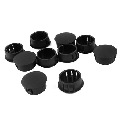 uxcell Uxcell 10pcs Black Plastic 22mm Diameter Snap in Type Locking Hole Button Cover 22mm x 26mm x 11mm