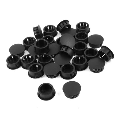 uxcell Uxcell 30pcs Black Plastic 16mm Diameter Snap in Type Locking Hole Button Cover 16mm x 20mm x 10mm