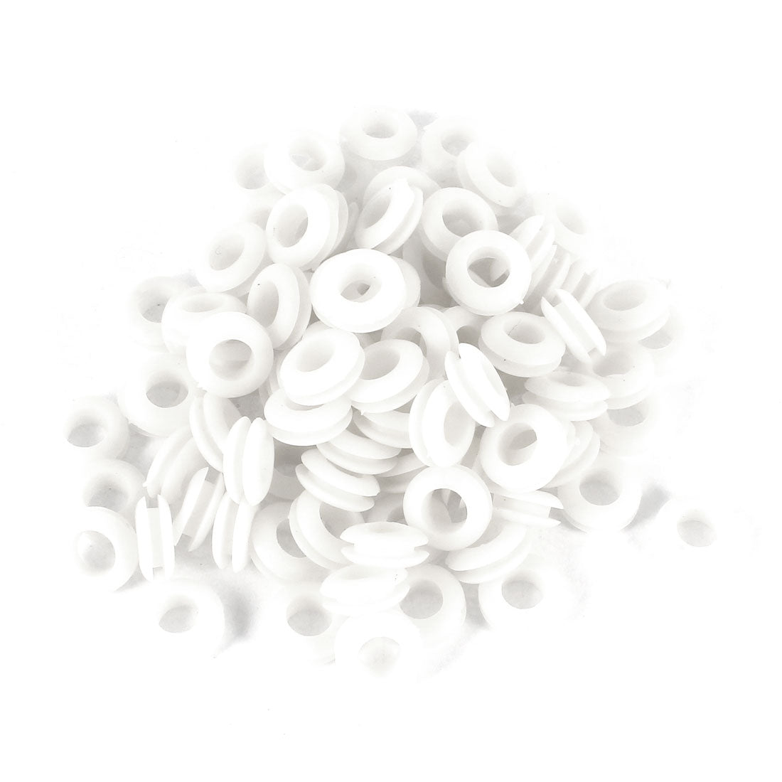 uxcell Uxcell 100Pcs 8mm x 15mm Double Sided White Armature Rubber Wiring Grommets Ring Cable Protector