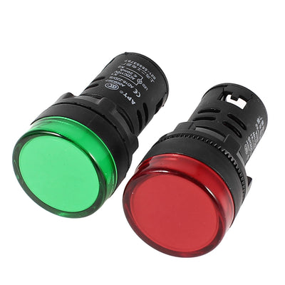 uxcell Uxcell AD16-22D/S LED Pilot Light Panel Indicator Lamp 22mm AC 110V 20mA Green Red 2pcs