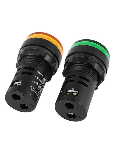 Harfington Uxcell 2 Pcs AD16-22D/S Green Yellow LED Pilot Light Panel Indicator Lamp 22mm DC 24V 20mA