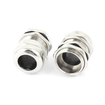 Harfington Uxcell 2 Pcs M22 Silver Tone Metal 10-14mm Dia Waterproof Cable Glands Connectors