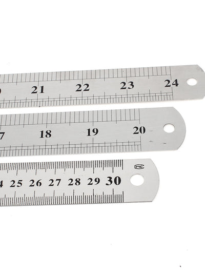 Harfington Uxcell Office Woodworker Home 30cm 50cm Double Side Stationery Metric Straight Ruler Silver Tone 2 in 1