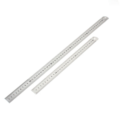 Harfington Uxcell Office Woodworker Home 30cm 50cm Double Side Stationery Metric Straight Ruler Silver Tone 2 in 1