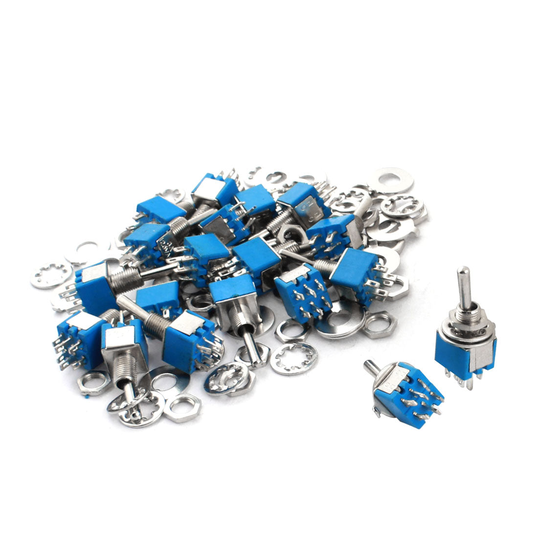 uxcell Uxcell 20PCS AC 125V 3A 6mm Panel Mount Dia DPDT ON/ON Locking Toggle Switch