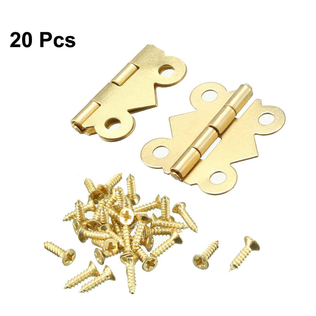 uxcell Uxcell 20 Pcs Brass Tone Foldable Rotatable Cupboard Cabinet Window Drawer Gate Door Hinges Hardware 2cm Long w Screws