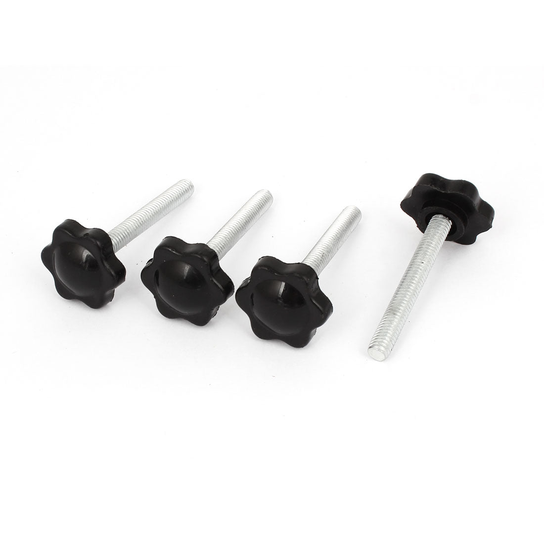 uxcell Uxcell 4 Pcs Black Spare Part M6 x 45mm Male Threaded Knurled Grip Star Knob