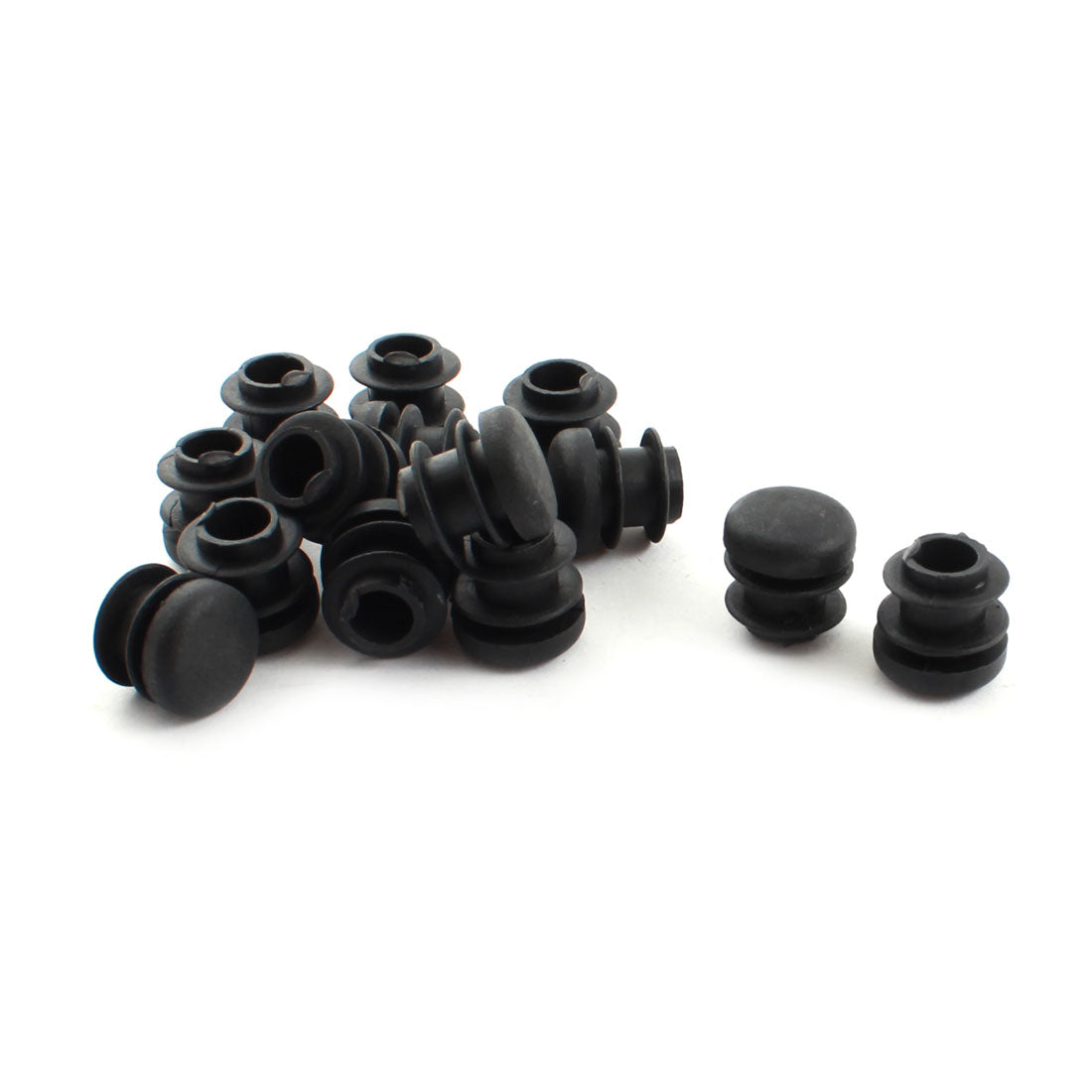 uxcell Uxcell 15 Pcs 15mm Diameter Black Plastic Blanking End Caps Round Tubing Tube Insert