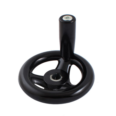 Harfington Uxcell 12mm Mounting Hole 100mm Diameter Black Plastic Three Spoke Hand Wheel Handwheel W Screw on Revolving Handle for Milling Machine