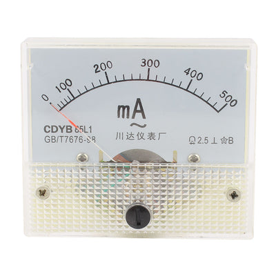 Harfington Uxcell AC 0-500mA Analog Ammeter Panel Pointer Meter Gauge 85L1