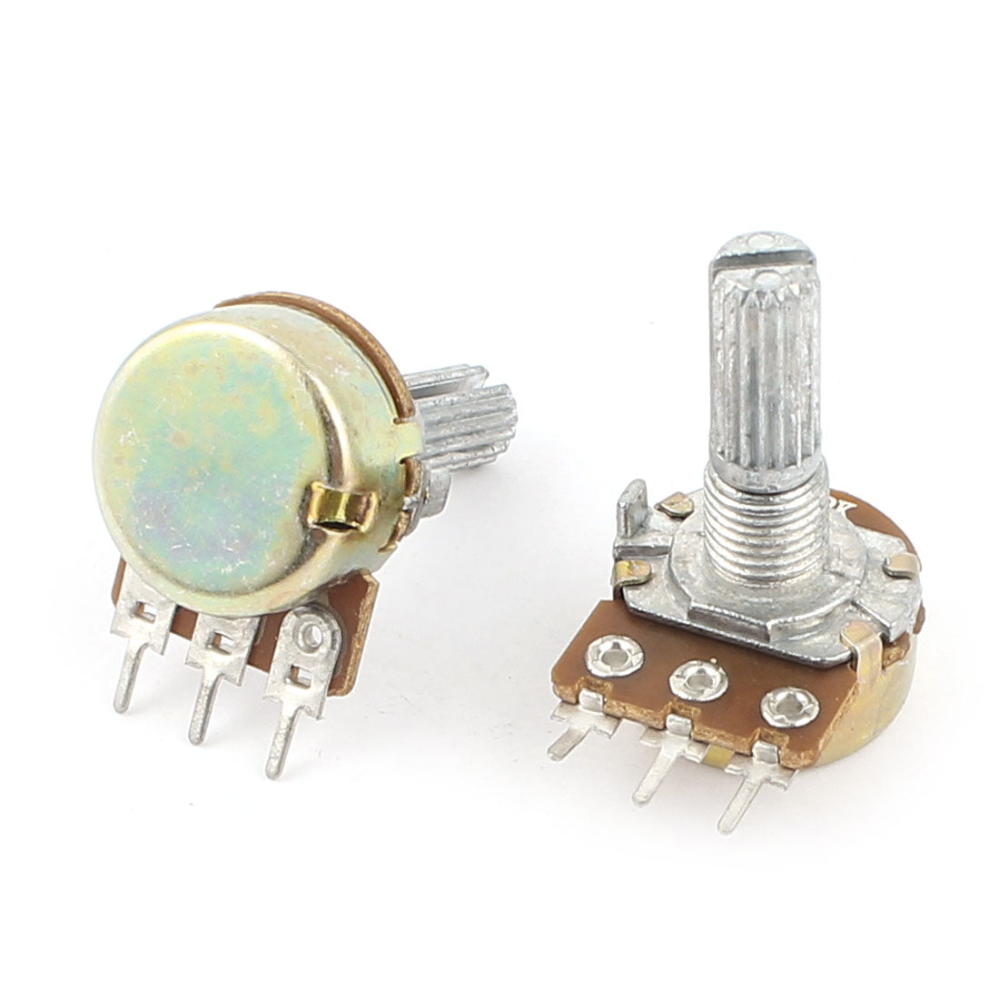uxcell Uxcell 2PCS 2K Ohm 3 Pin Knurled Shaft Linear Rotary Taper Potentiometer B2K