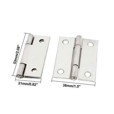 Harfington Uxcell 4Pcs Stainless Steel Square Interior Cabinet Door Hinge Hardware 2"