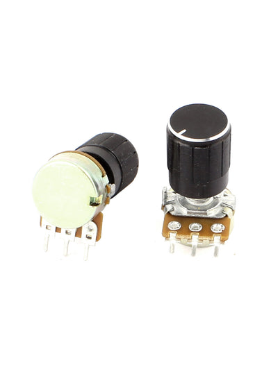 Harfington Uxcell 2 Pcs B10K 10K Ohm 13mm Metal Rotating Shaft 3 Terminals Rotary Audio Single Linear Taper Potentiometer