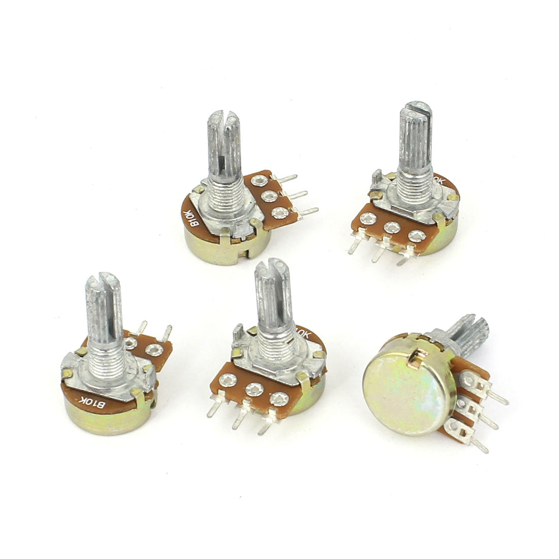 uxcell Uxcell 5Pcs 10K OHM Linear Taper Rotary Potentiometer Zinc Plating with Long 13mm Shaft