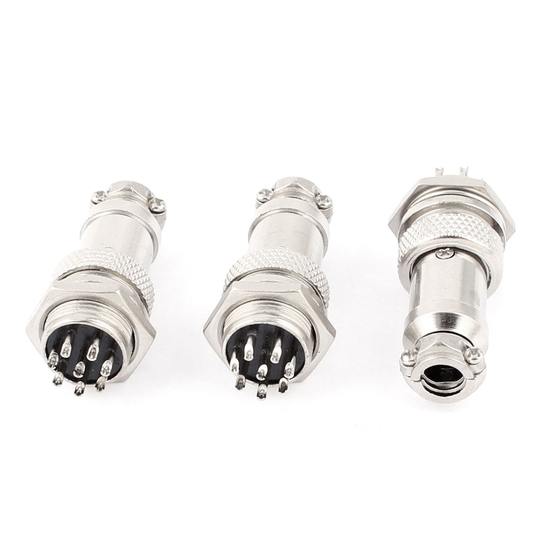 uxcell Uxcell GX16-8 8-Pin 16mm Male to Female Panel Metal Connector Aviation 3Pcs