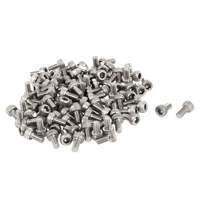 uxcell Uxcell M3x6mm 0.5mm Pitch Stainless Steel Bolts Hex Socket Cap Knurl Head Screws 100pcs