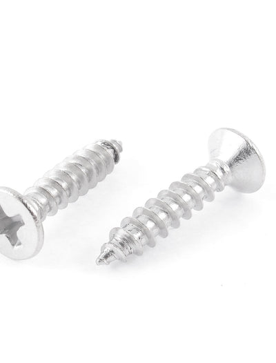 Harfington Uxcell Silver Tone Self Tapping Phillips Flat  Sheet Metal Screws 4mmx17mm 30Pcs