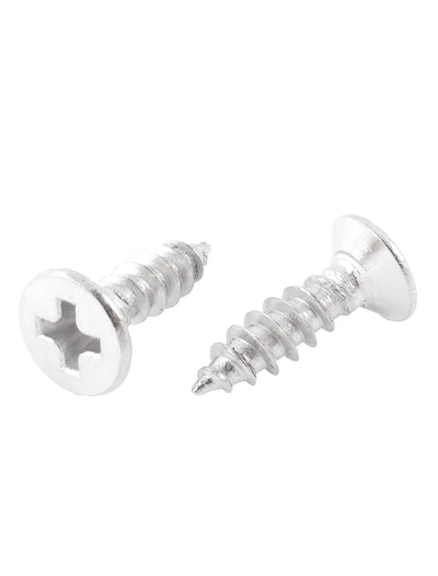 Harfington Uxcell Silver Tone Self Tapping Phillips Flat  Sheet Metal Screws 4mmx14mm 30Pcs