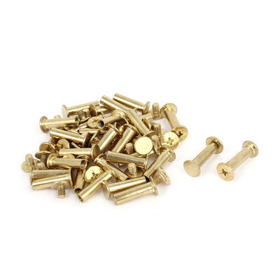 uxcell Uxcell Brass Plated 5x18mm Binding Chicago Screw Post 30pcs for Leather Scrapbook