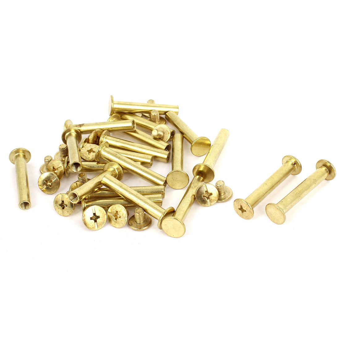 uxcell Uxcell Brass Plated 5x30mm Binding Chicago Screw Post 20pcs for Leather Scrapbook