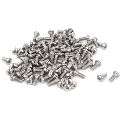 uxcell Uxcell 100 Pcs 0.45mm Pitch Stainless Steel Hex Socket Button Head Cap Screws M2.5x6mm