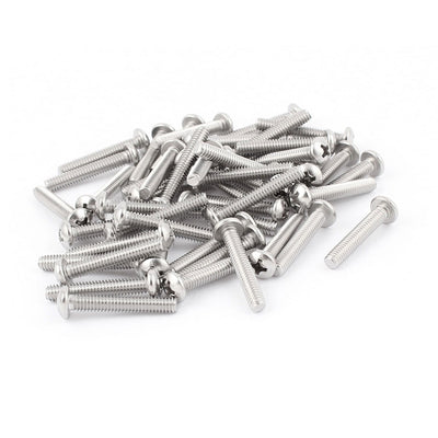 uxcell Uxcell 50 Pcs #6-32 x 5/8" Stainless Steel Phillips Truss Head Machine Screws 18mm Long