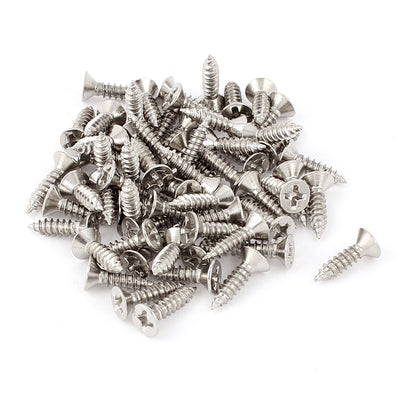 uxcell Uxcell 60pcs 12mm x 3mm Stainless Steel Flat-Head Phillips Head Screw