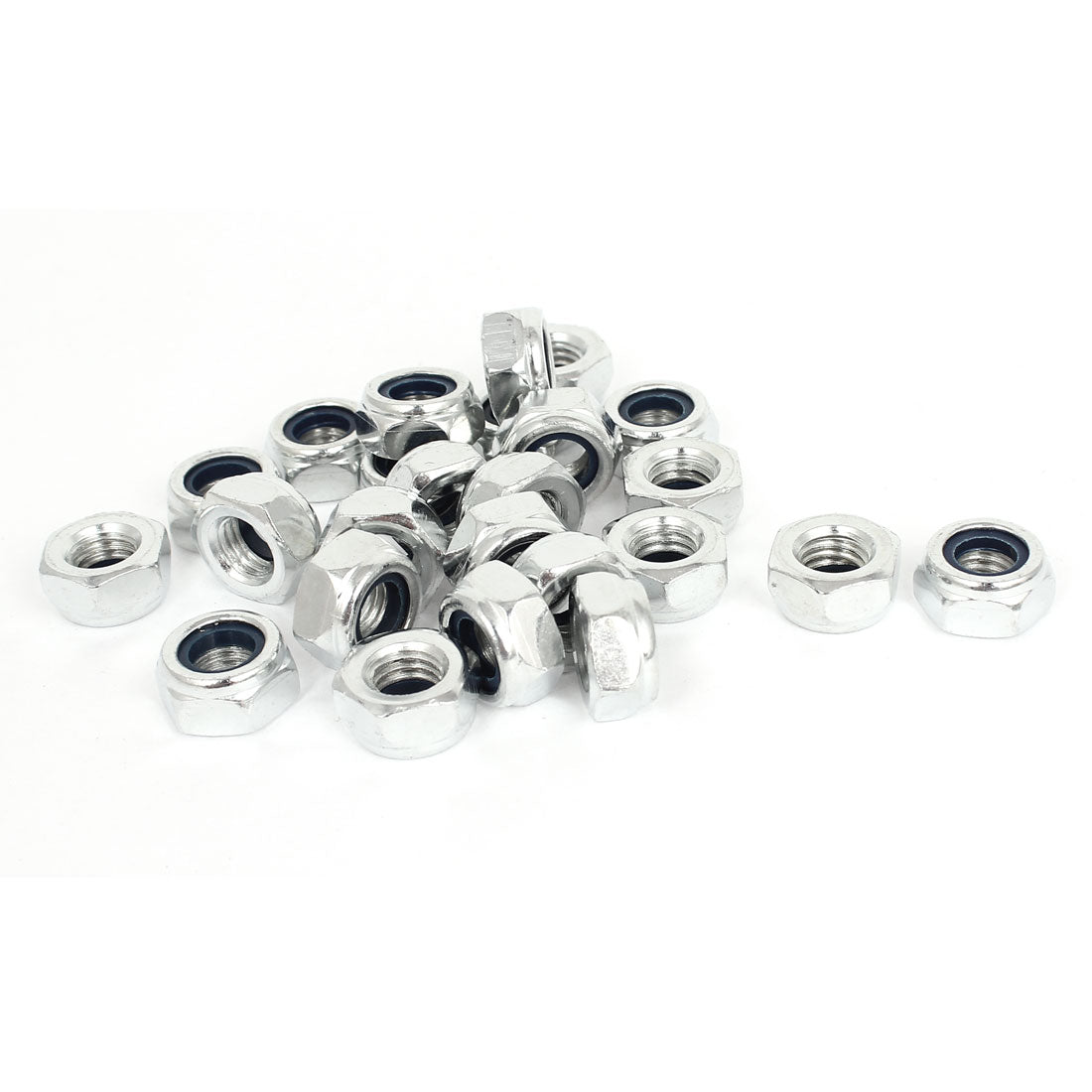 uxcell Uxcell M10 x 1.5mm Zinc Plated  Self-Locking Nylon Insert Hex Lock Nuts 25pcs