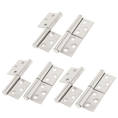 Harfington Uxcell 6 Pcs 61mm Long 360 Degree Rotating Cupboard Door Flag Hinges Silver Tone