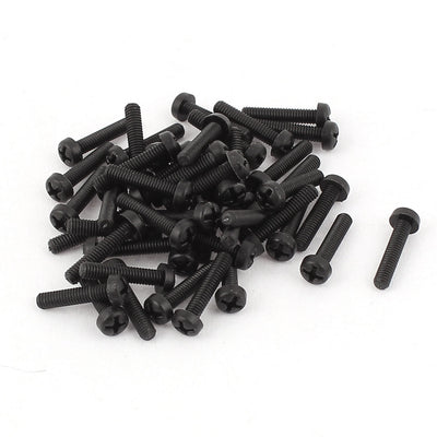 uxcell Uxcell M2.5 x 12mm Nylon Phillips Cross Pan Head Machine Screws Black 50 PCS